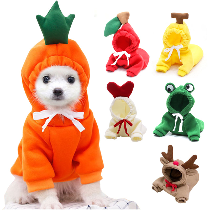 Cute Fruit Dog Hoodie - Warm Fleece Winter Sweater for Small Dogs & Cats