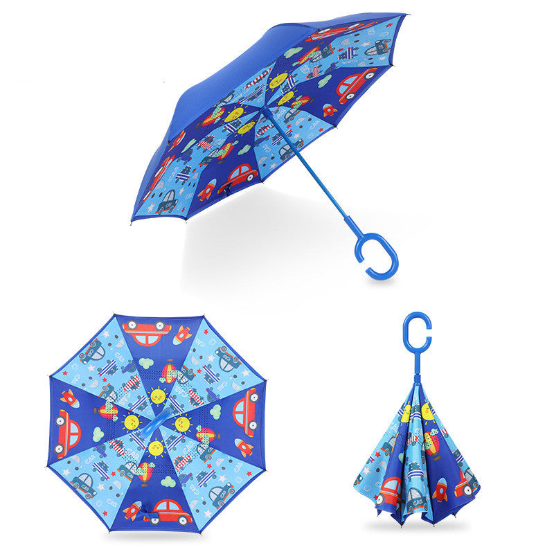 Kids Cartoon Umbrella - Colorful Animal Reverse Umbrella (19 inch)