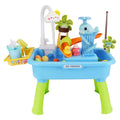 3-in-1 Kids Kitchen Sink Toy - Electric Faucet Water Table with Fishing Game & Role Play