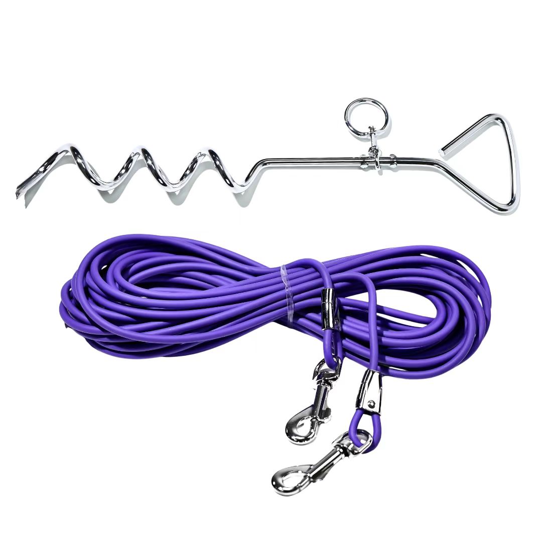 Dog Tie-Out Ground Stake Lead - 9M Long Line for Yard, Camping & Outdoor Freedom