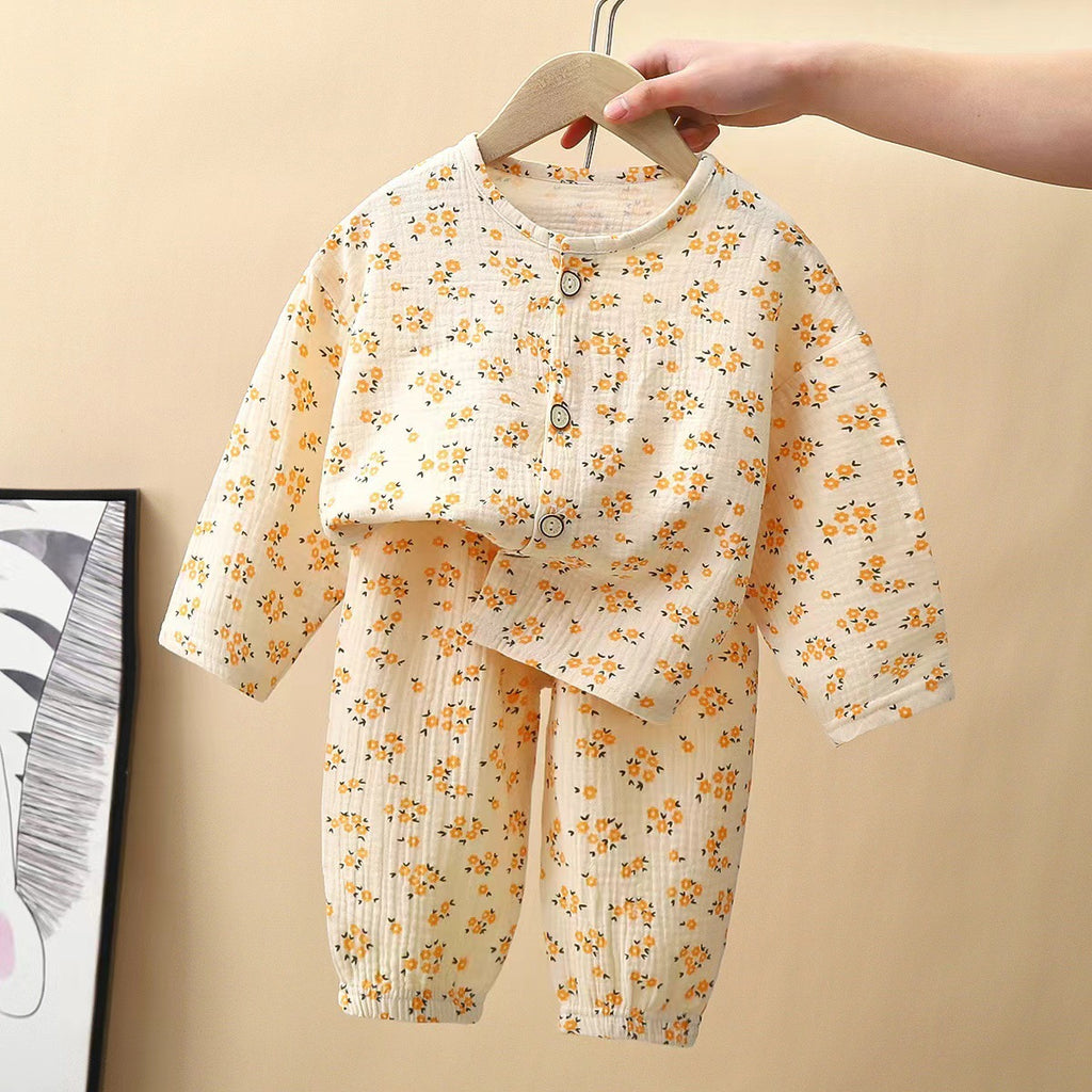 Cartoon Cotton Kids Pajama Set - Soft Long-Sleeve Sleepwear (2 Pcs)