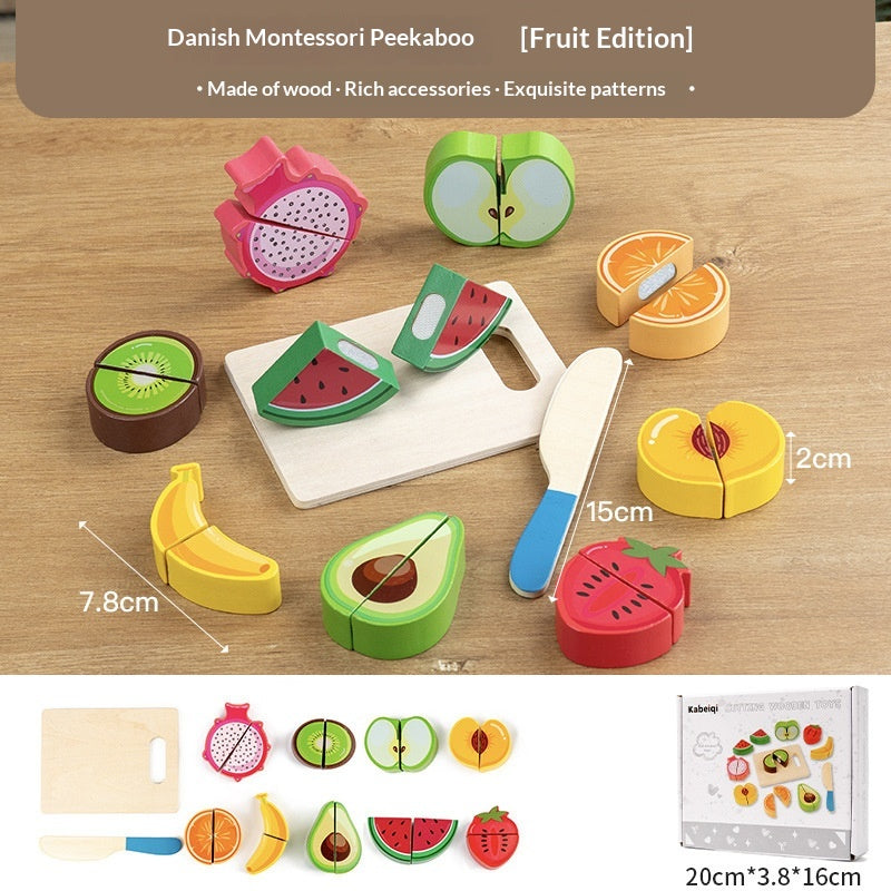 Kids Cutting Food Toy Set - Pretend Play Fruit & Vegetable Kitchen Toy