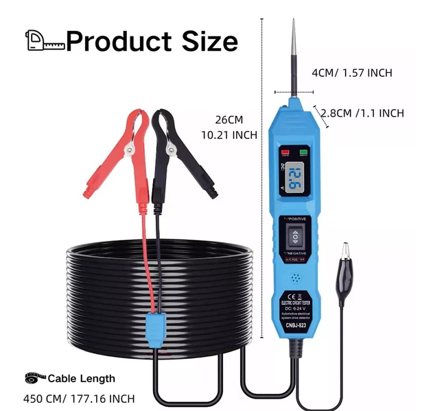 3.5-36V Digital Automotive Car Power Circuit Electrical Tester Probe