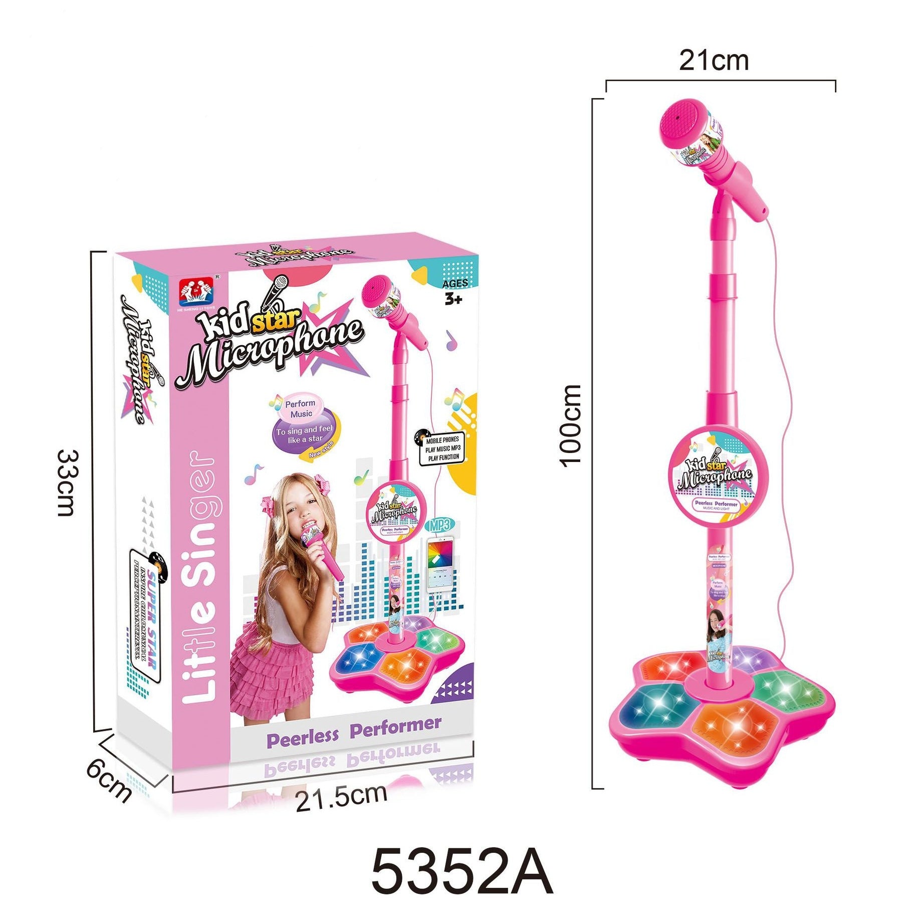 Kids Toy Microphone with Stand - Karaoke Musical Sing-Along Set