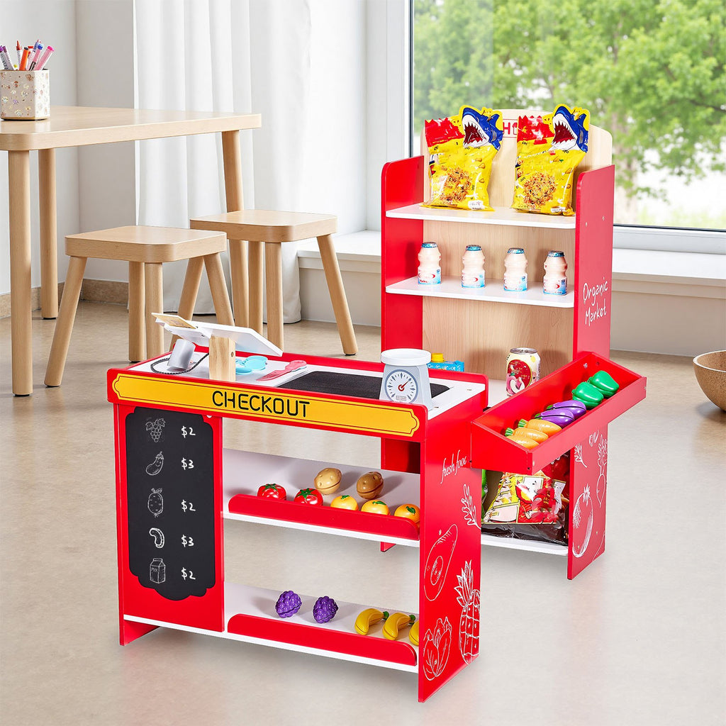 Kids Supermarket Playset - Pretend Grocery Store with Cash Register