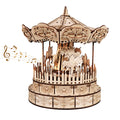 3D Wooden Puzzle Carousel Music Box - DIY Model Kit Handmade Craft