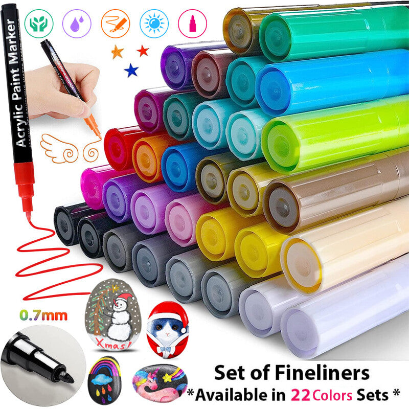 22 Colours Premium Acrylic Paint Marker Pens 0.7 MM Extra