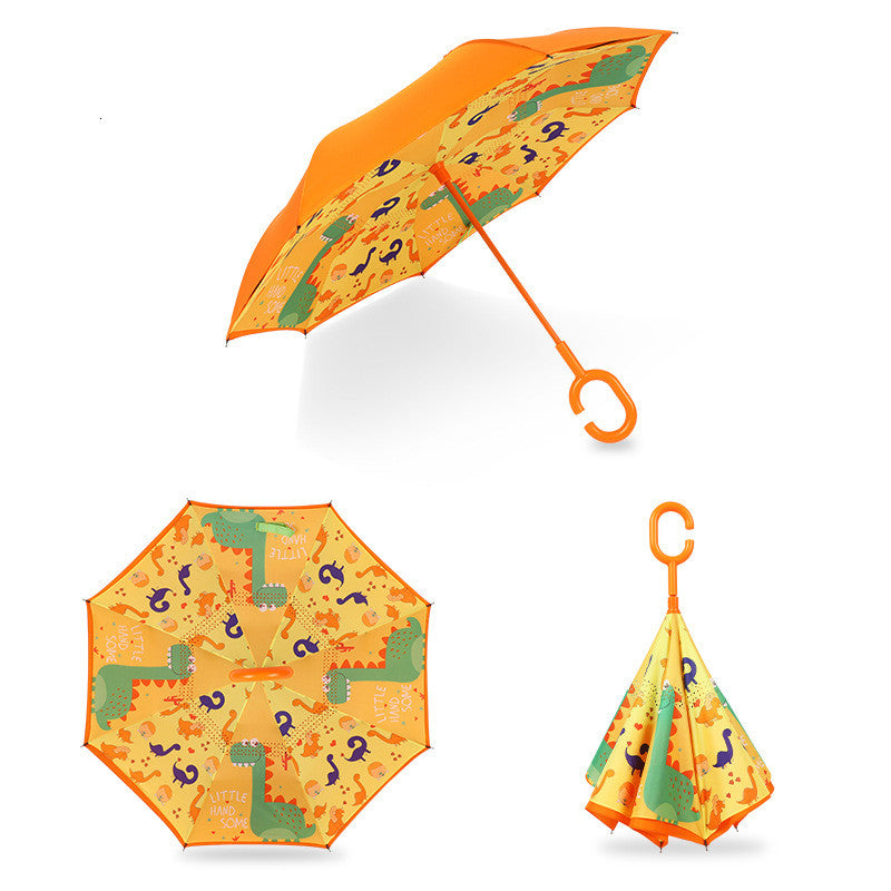 Kids Cartoon Umbrella - Colorful Animal Reverse Umbrella (19 inch)