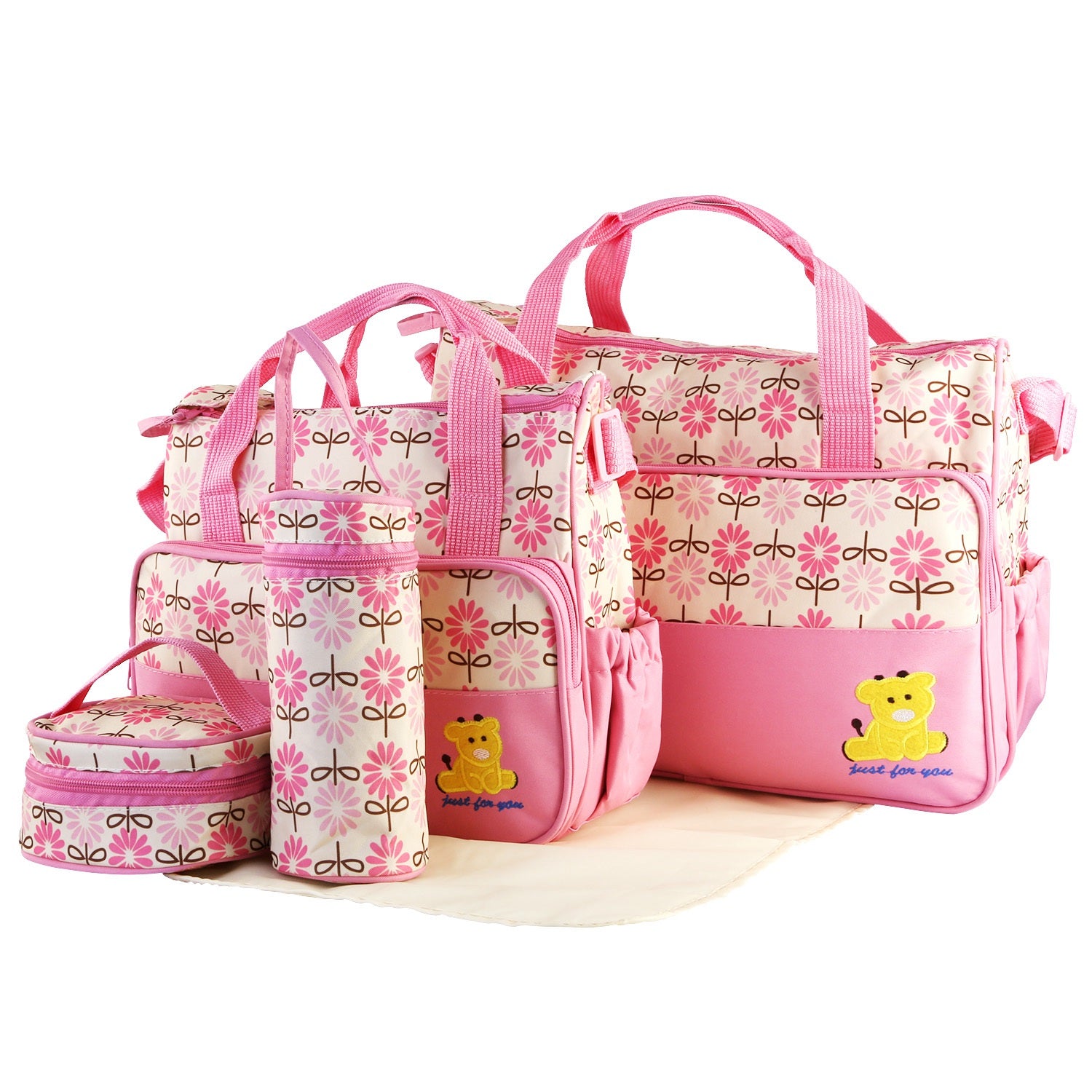 5PCS Per Set Baby Nappy Diaper Bags For Spring Travel Set Mummy