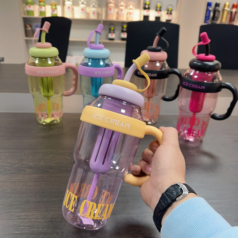 Kids Water Bottle with Straw - Large 1200ml Portable Cartoon Drink Bottle