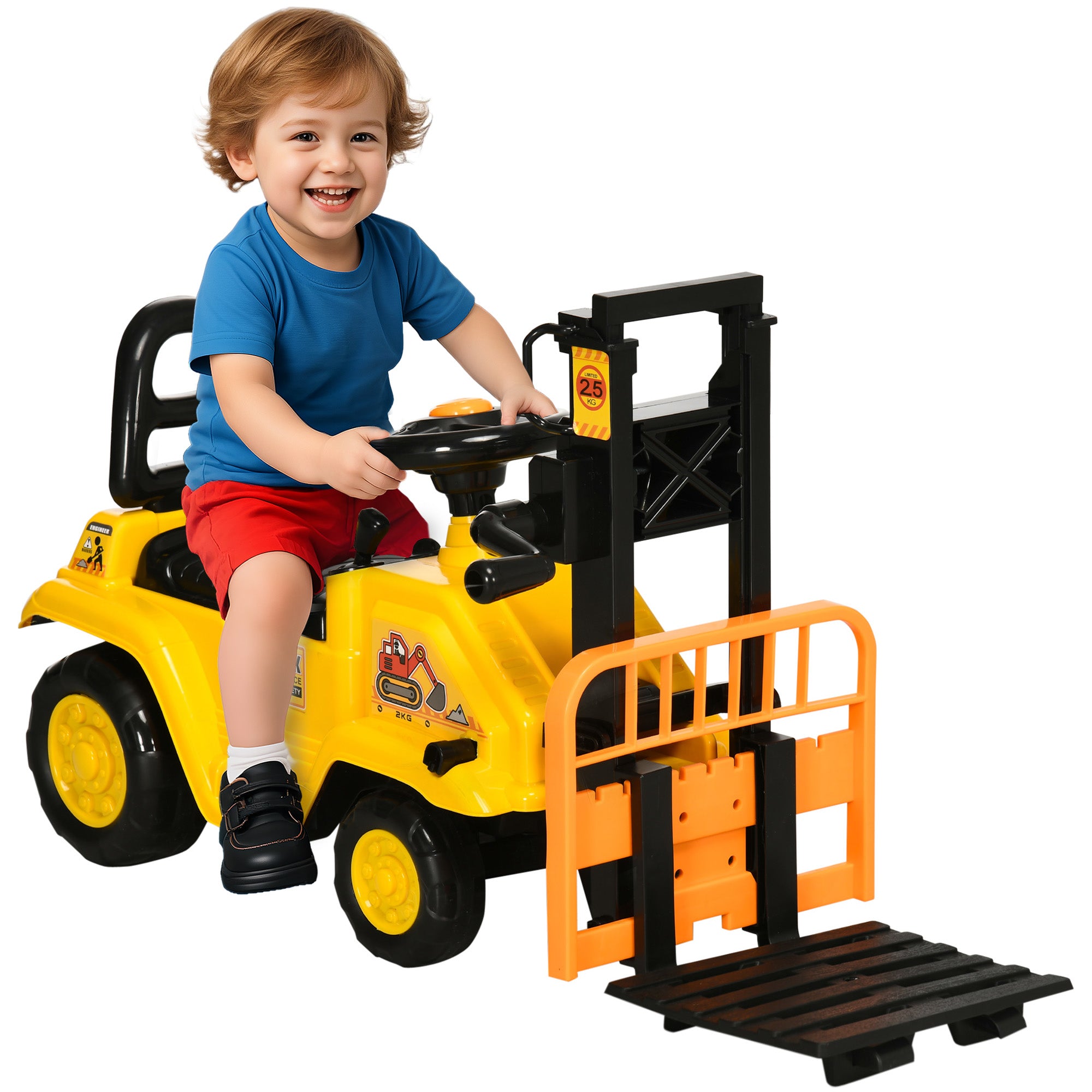 Kids Sit & Scoot Forklift Ride-On - Working Construction Ride-On Toy Ages 1-3