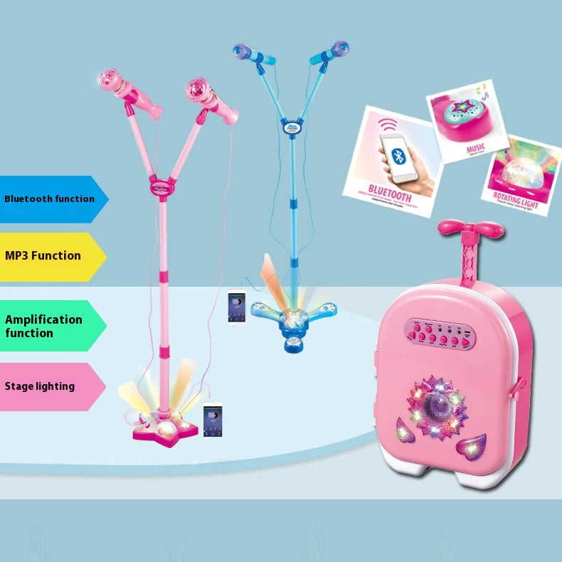 Kids Toy Microphone with Stand - Karaoke Musical Sing-Along Set