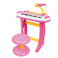 31-Key Kids Toy Piano Keyboard - Electronic Musical Instrument with Stool, Mic & Lights (Pink)