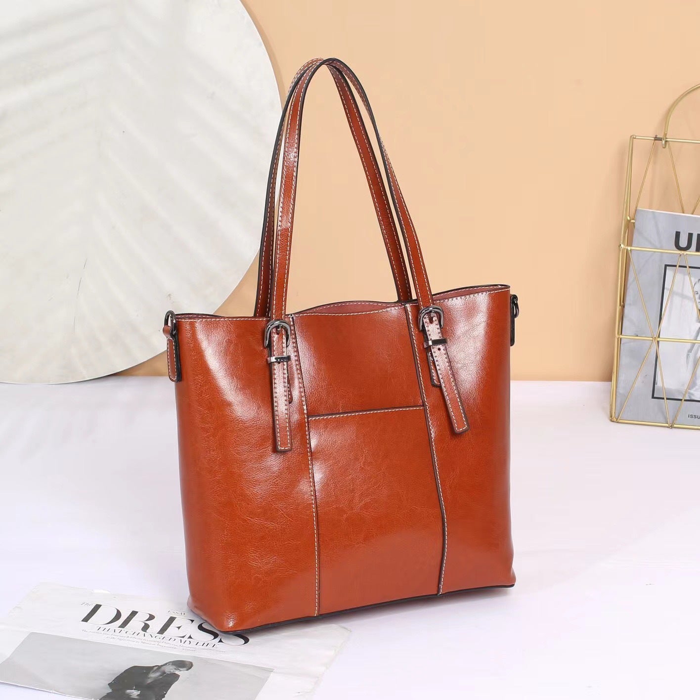 Big Bag Genuine Leather  Capacity Cowhide Messenger Bag Female
