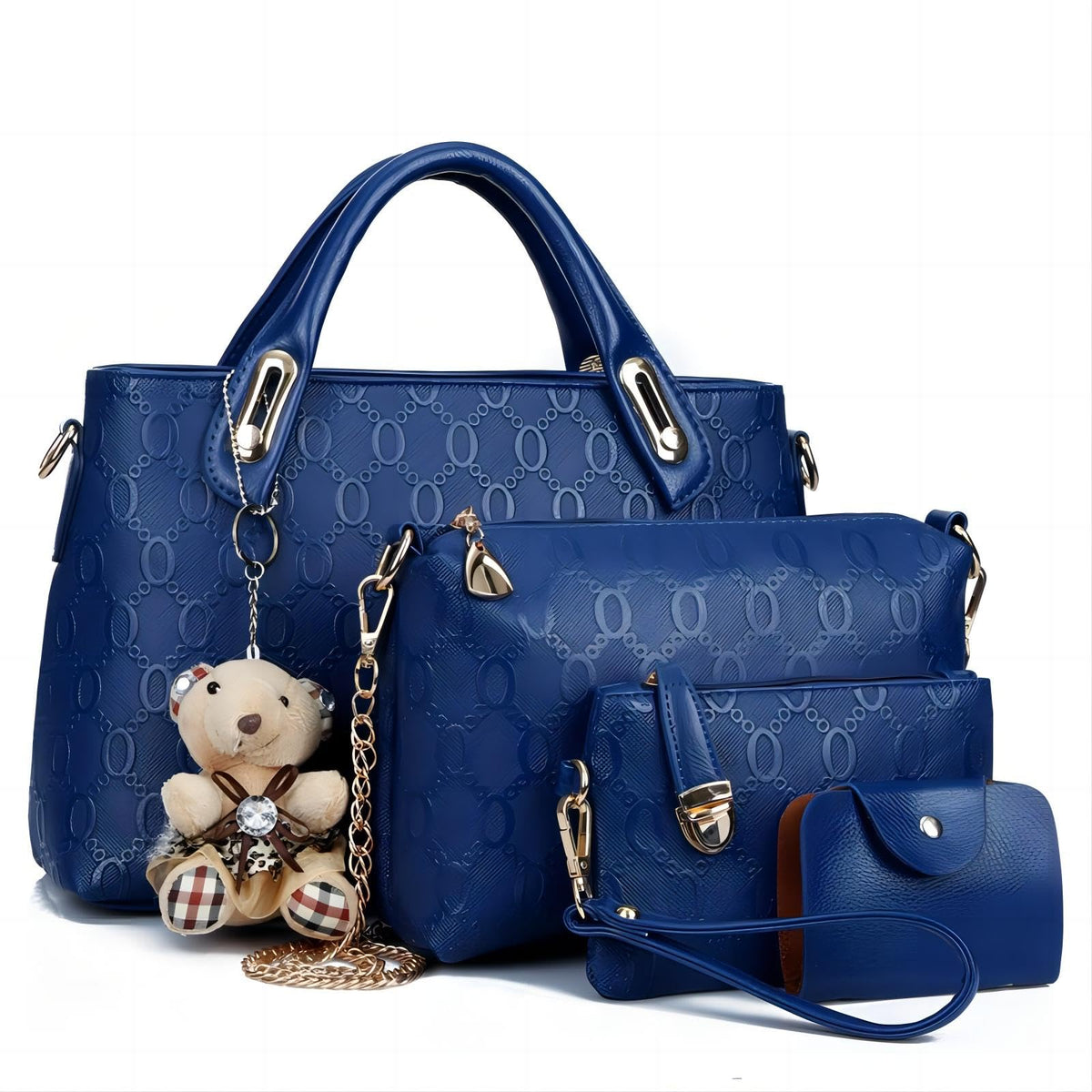 Women 4Pcs Top Handle Satchel Hobo PU Leather Handbag Set
