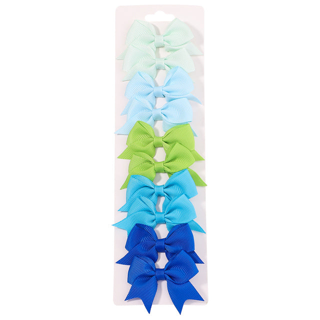 Baby Girls Hair Clips Set (10 Pcs) - Cute Ribbon Bow Barrettes