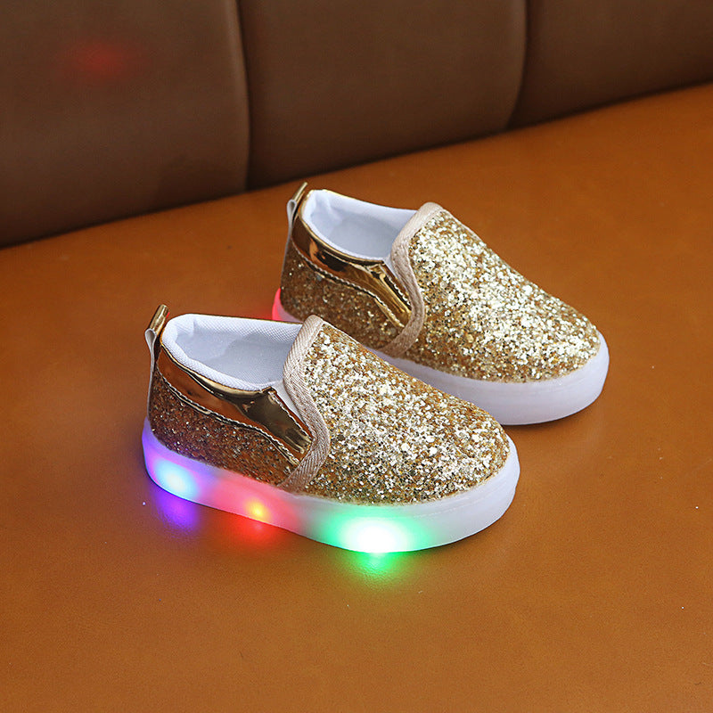 Kids LED Light-Up Sneakers - Glowing Sequin Shoes for Boys & Girls