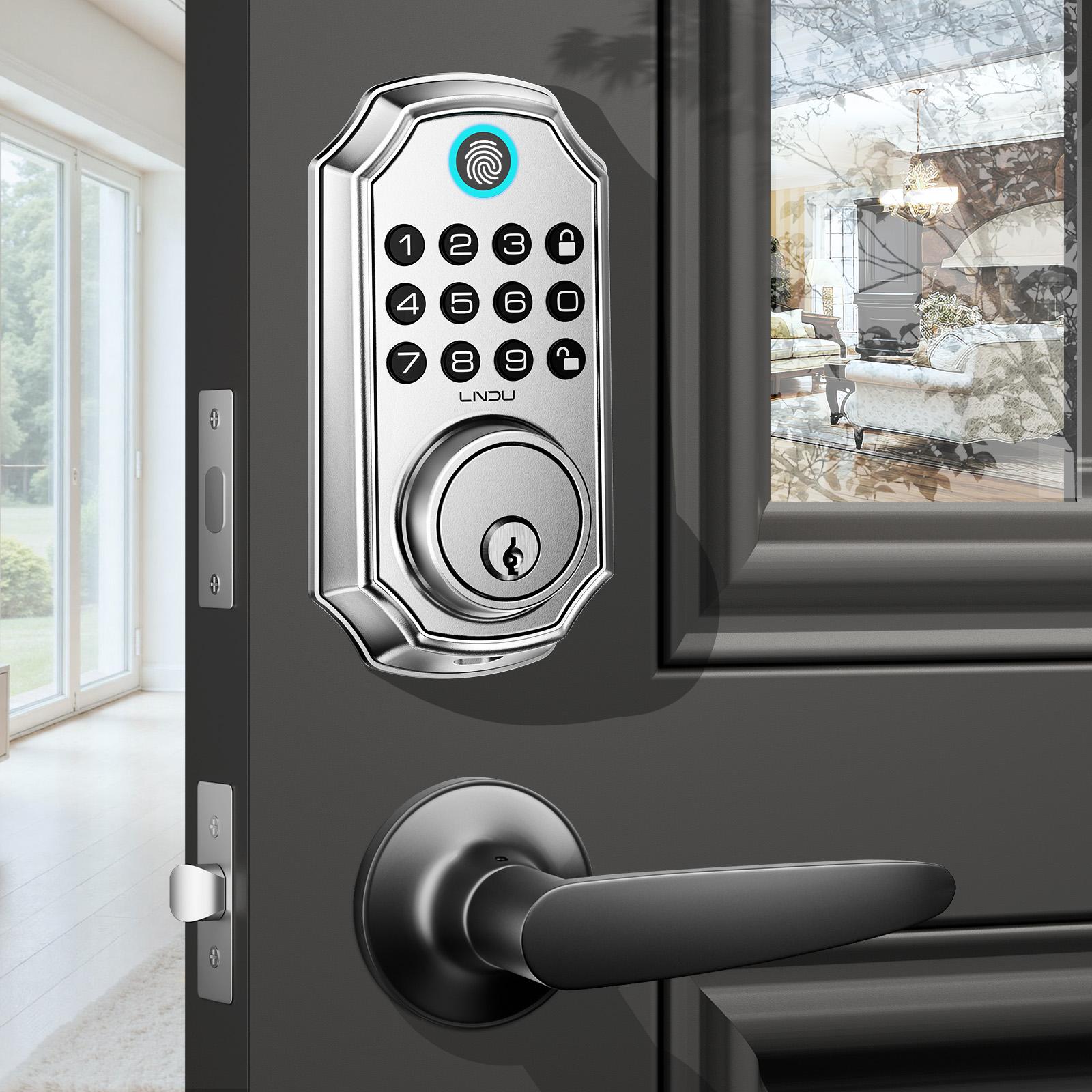 App-Controlled Smart Door Lock with Handle - WiFi Keyless Entry with Fingerprint & Code