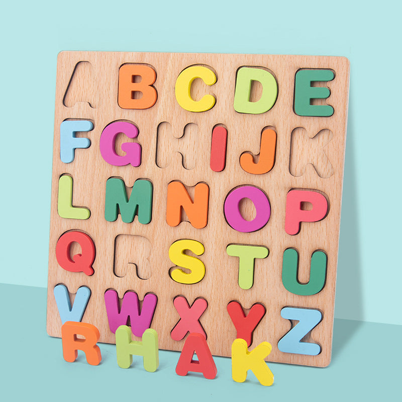 Wooden Number and Letter Puzzle Board - Montessori Learning Toy for Kids