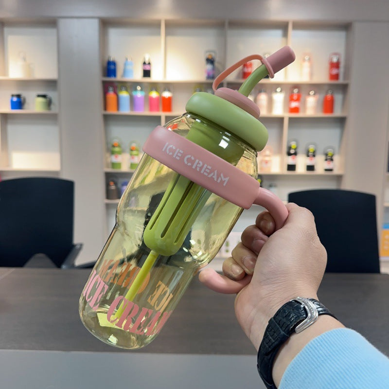Kids Water Bottle with Straw - Large 1200ml Portable Cartoon Drink Bottle