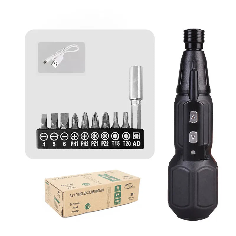 Electric Screwdriver Set 9 Bits USB Rechargeable Cordless