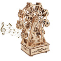 3D Wooden Ferris Wheel Music Box Puzzle - DIY Hand-Crank Model Kit & Gift