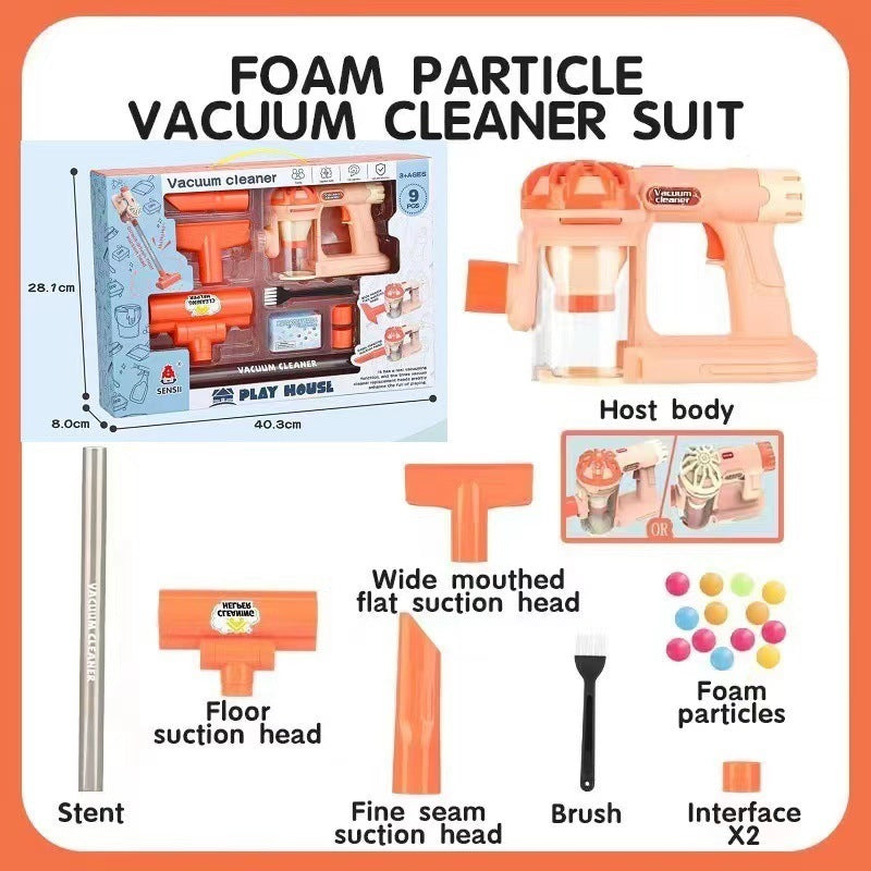Kids Pretend Play Toy Vacuum Cleaner - Simulation Cleaning Set for Toddlers