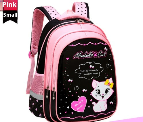 Kids School Backpack - Cute Cat Print Lightweight Bookbag for Boys & Girls