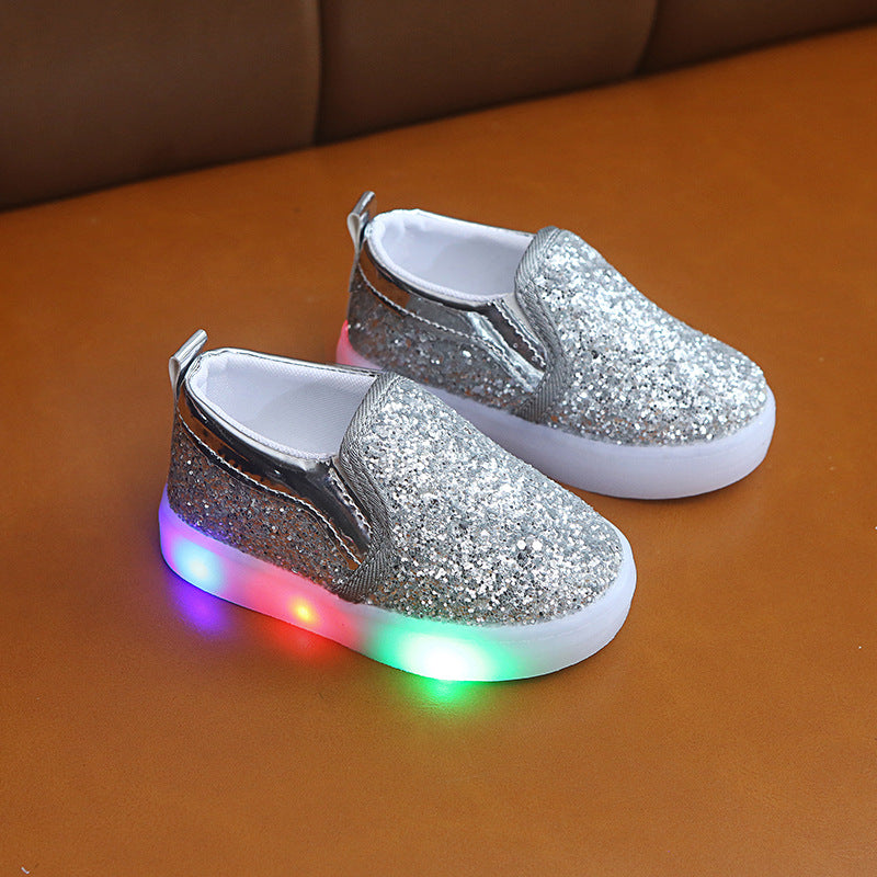 Kids LED Light-Up Sneakers - Glowing Sequin Shoes for Boys & Girls
