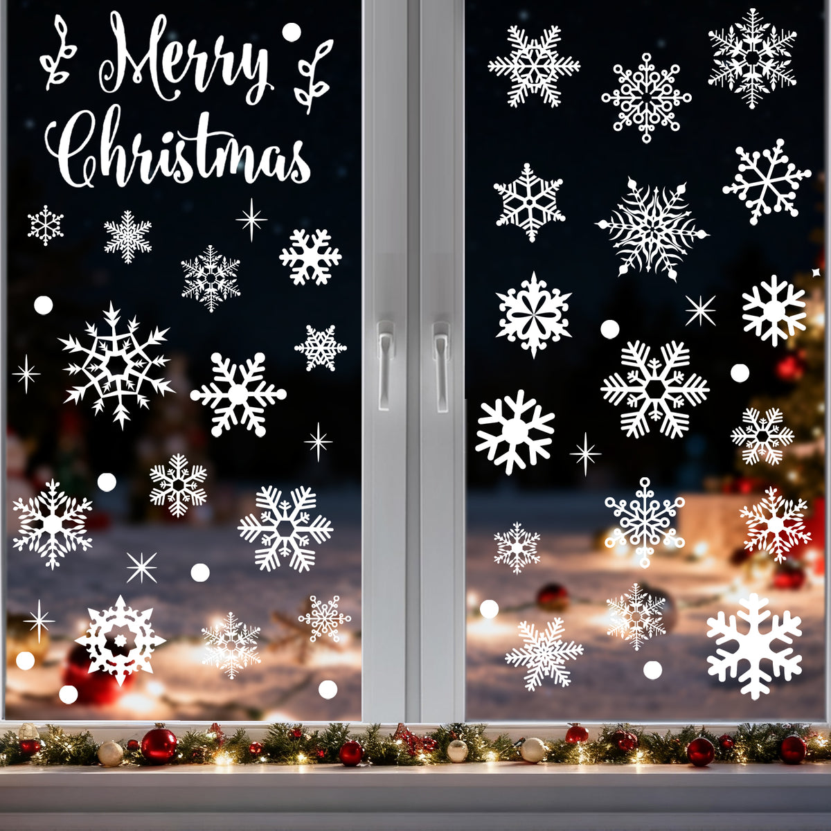 Inreeme Christmas Snowflake Window Stickers