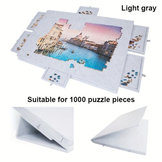 Foldable Puzzle Board Table - Portable Jigsaw Organizer with Sorting Trays & Cover